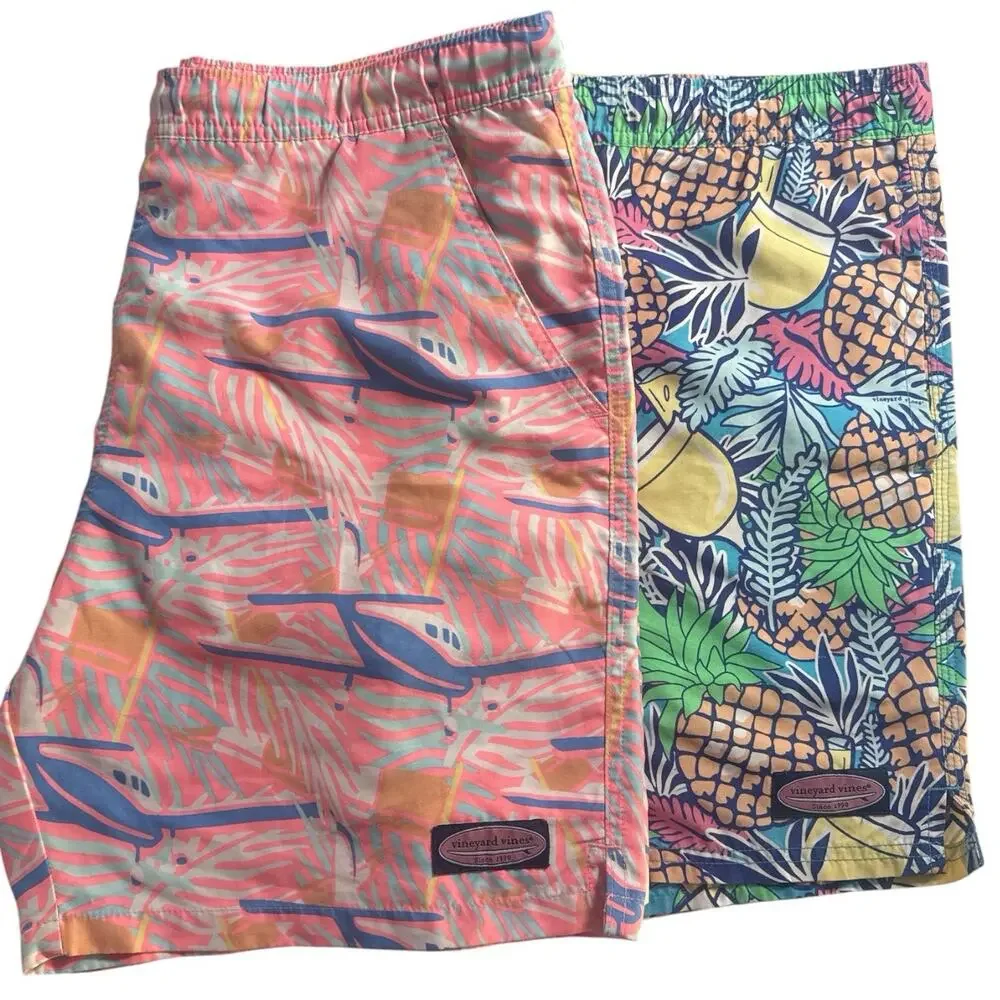 Vineyard Vines Mens Swim Trunks Size S Chappy Tropical Boat